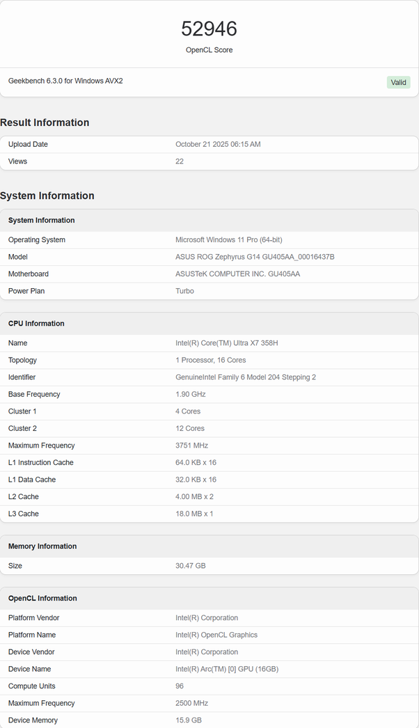 Leak Panther Lake: Core Ultra X7 358H dengan 12 Xe3 Cores Muncul di Geekbench!