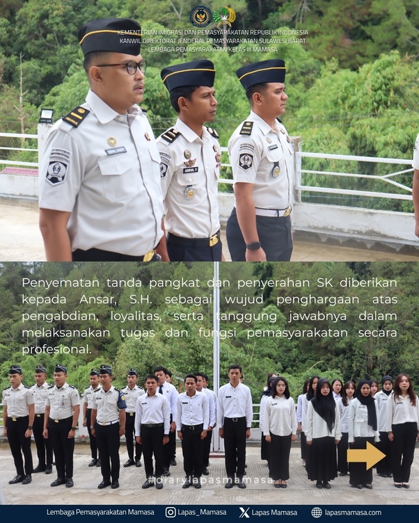 Penyematan Pangkat dan Penyerahan SK Warnai Apel Pagi Lapas Mamasa