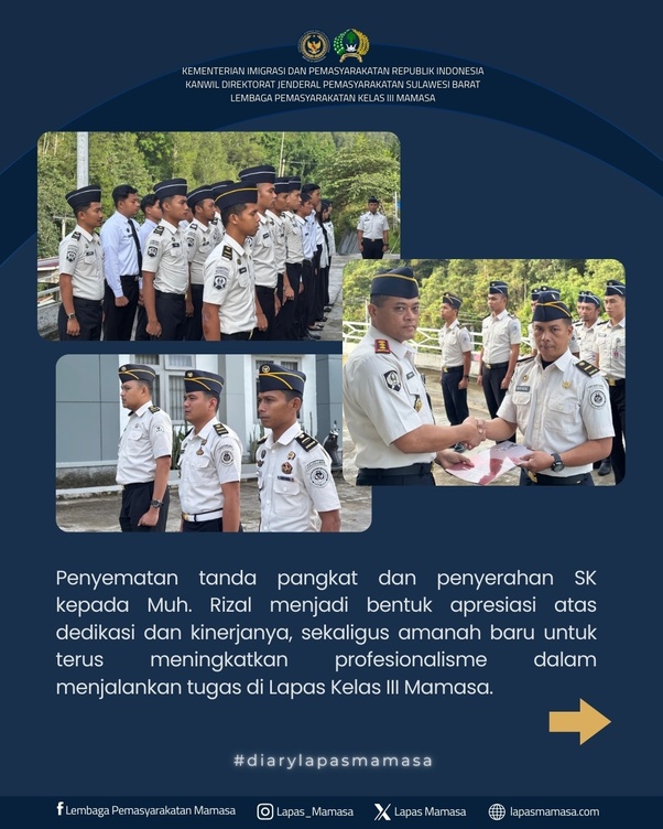 Apel Pagi Lapas Mamasa Khidmat dengan Penyematan Tanda Pangkat dan Penyerahan SK