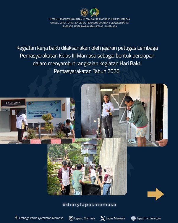 Kerja Bakti Menyambut Rangkaian Kegiatan Hari Bakti Pemasyarakatan Tahun 2026