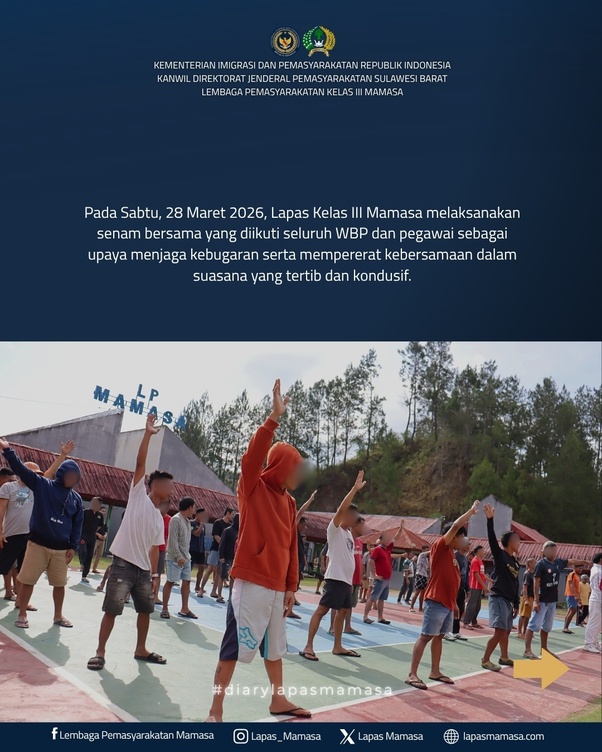 Wujudkan Hidup Sehat dan Disiplin,WBP Lapas Mamasa Kompak Ikuti Senam Pagi
