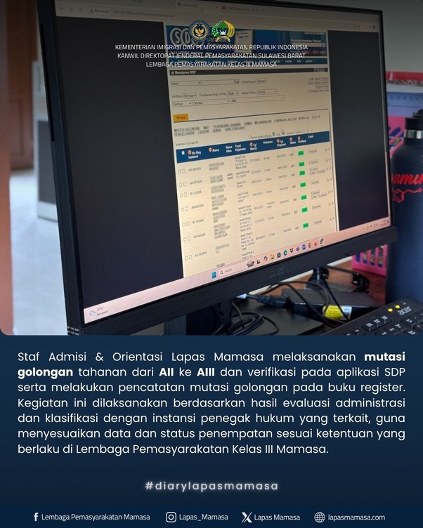 Mutasi Golongan Tahanan Secara Profesional dan Akuntabel