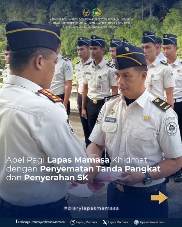 Apel Pagi Lapas Mamasa Khidmat dengan Penyematan Tanda Pangkat dan Penyerahan SK