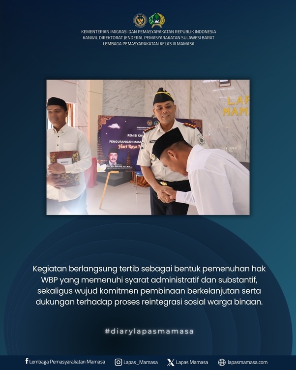 Hari Raya Nyepi, Pelaksanaan Penyerahan remisi Khusus dan Pengurangan Masa Pidana WBP
