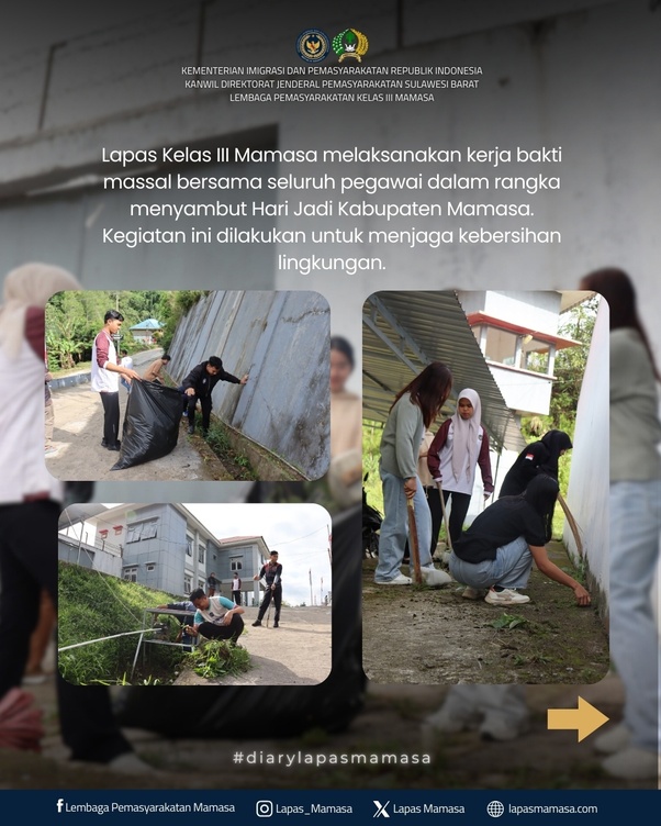 Dalam Menyambut Hari Jadi Kabupaten, Lapas Mamasa Gelar Kerja Bakti 