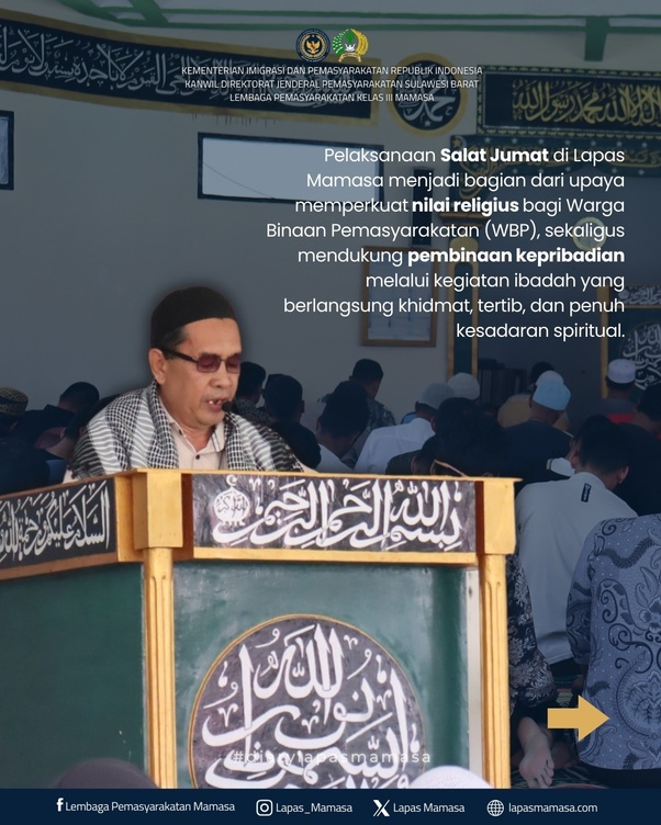 Perkuat Nilai Regilius Lapas Mamasa Fasilitasi Salat Jumat untuk WBP