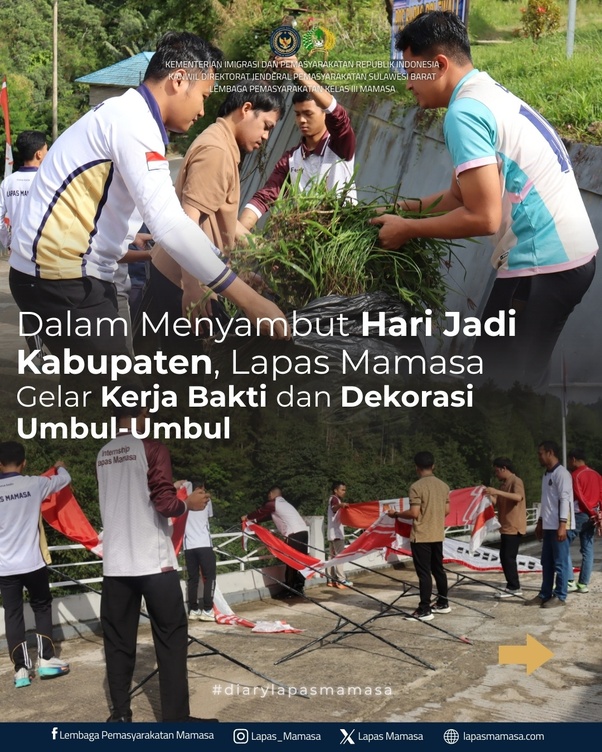 Dalam Menyambut Hari Jadi Kabupaten, Lapas Mamasa Gelar Kerja Bakti 