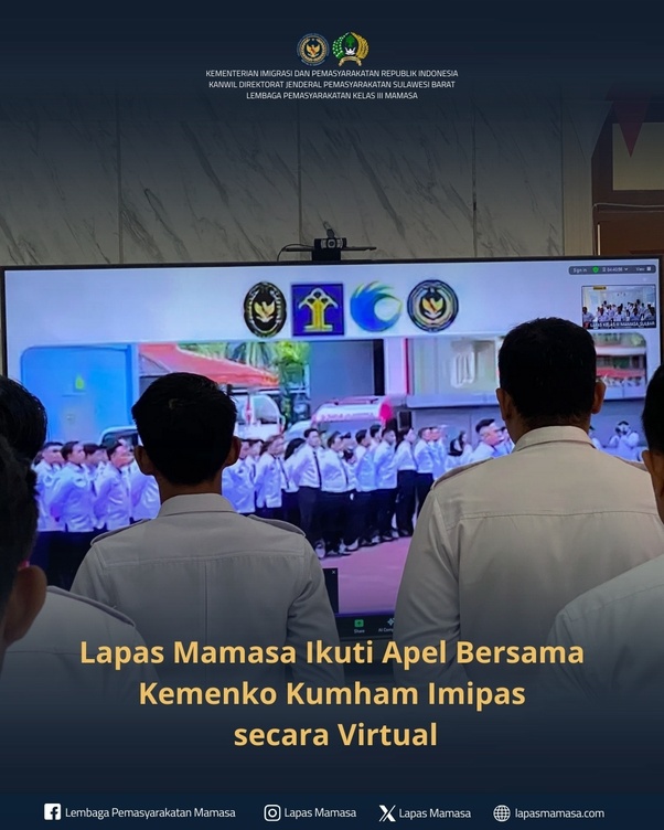 Lapas Mamasa Ikuti Apel Bersama Kemenko Kumham Imipas secara Virtual