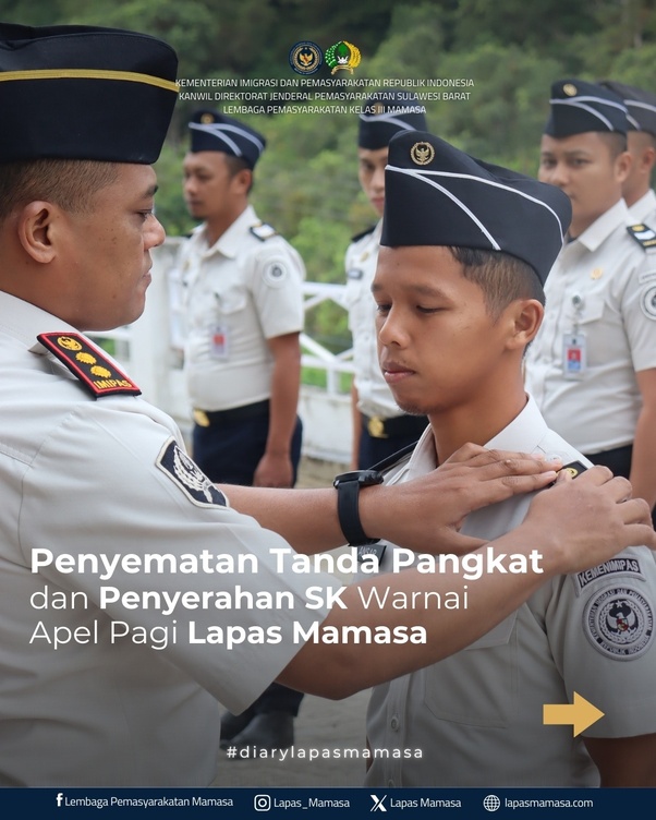 Penyematan Pangkat dan Penyerahan SK Warnai Apel Pagi Lapas Mamasa