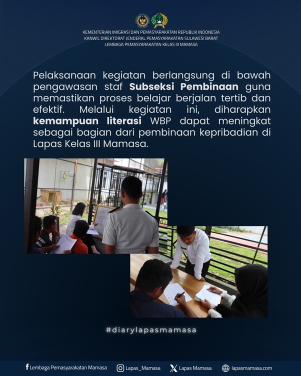 Belajar Membaca bagi WBP, Lapas Kelas III Mamasa Dorong Semangat Belajar