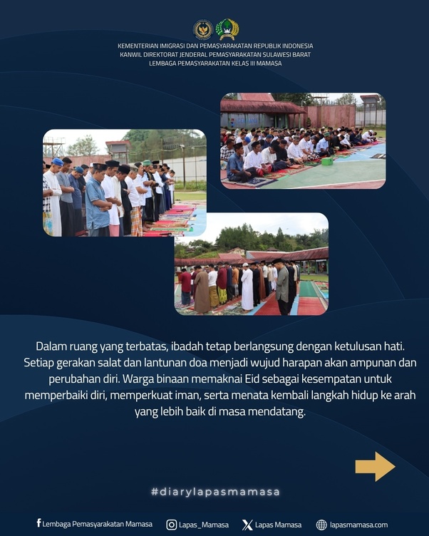 Eid di Balik Dinding Tinggi: Potret Ibadah Penuh Harap di Lapas Mamasa
