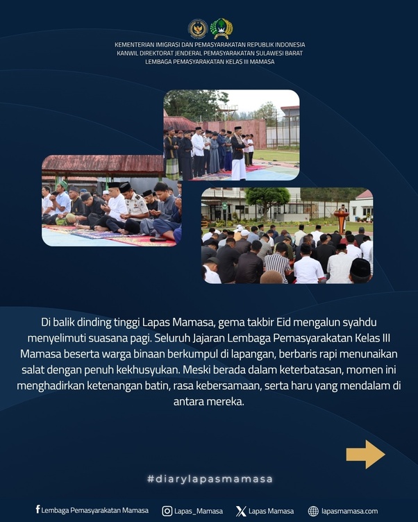 Eid di Balik Dinding Tinggi: Potret Ibadah Penuh Harap di Lapas Mamasa