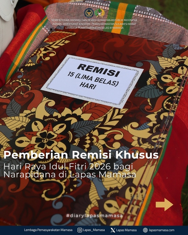 Pemberian Remisi Khusus Hari Raya Idul Fitri 2026 bagi Narapidana diLapas Mamasa