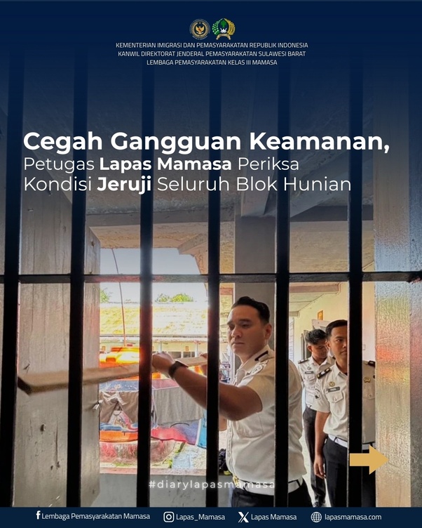 Cegah Gangguan, Petugas Lapas Mamasa Periksa Kondisi Jeruji Seluruh Blok Hunian
