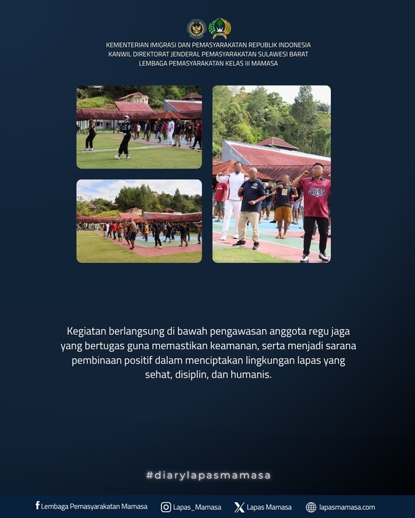 Wujudkan Hidup Sehat dan Disiplin,WBP Lapas Mamasa Kompak Ikuti Senam Pagi