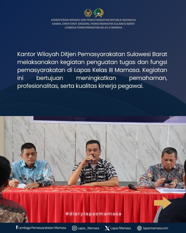 Kanwil Ditjenpas Sulbar Perkuat Tugas dan Fungsi Pemasyarakatan di Lapas Mamasa
