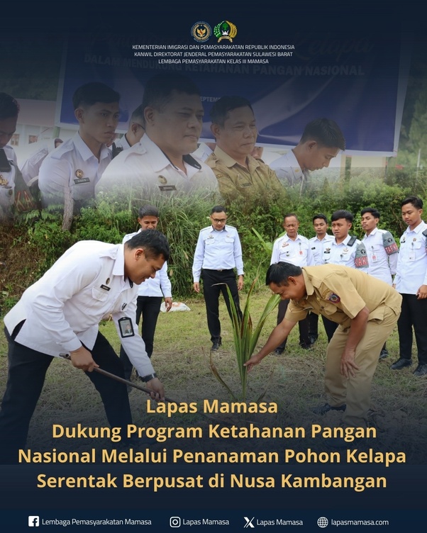 Lapas Mamasa Dukung Program Ketahanan Pangan Melalui Penanaman Pohon Kelapa Serentak 