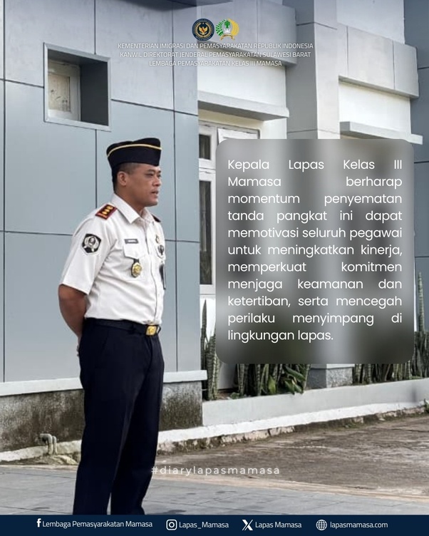 Apel Pagi Lapas Mamasa Khidmat dengan Penyematan Tanda Pangkat dan Penyerahan SK