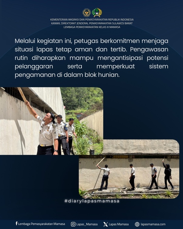 Cegah Gangguan, Petugas Lapas Mamasa Periksa Kondisi Jeruji Seluruh Blok Hunian