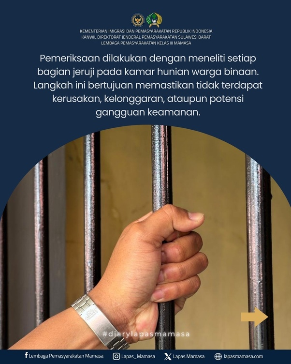 Cegah Gangguan, Petugas Lapas Mamasa Periksa Kondisi Jeruji Seluruh Blok Hunian