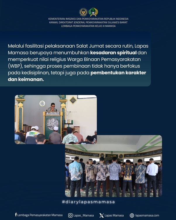 Perkuat Nilai Regilius Lapas Mamasa Fasilitasi Salat Jumat untuk WBP