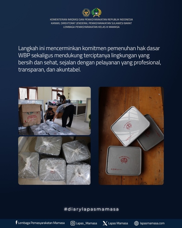 Pemenuhan Hak Dasar, Lapas Mamasa Menyediakan Perlengkapan Makanan Baru Dan Higienis