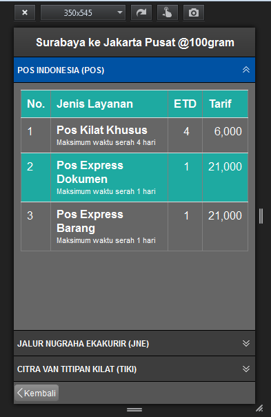 Cara Ambil Harga Pengiriman (Ongkos Kirim) dari RajaOngkir.com
