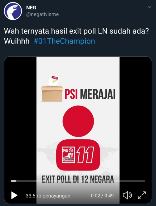 Hasil Exit Poll di 12 Negara Dikuasai PSI, Warganet Terpecah Dua