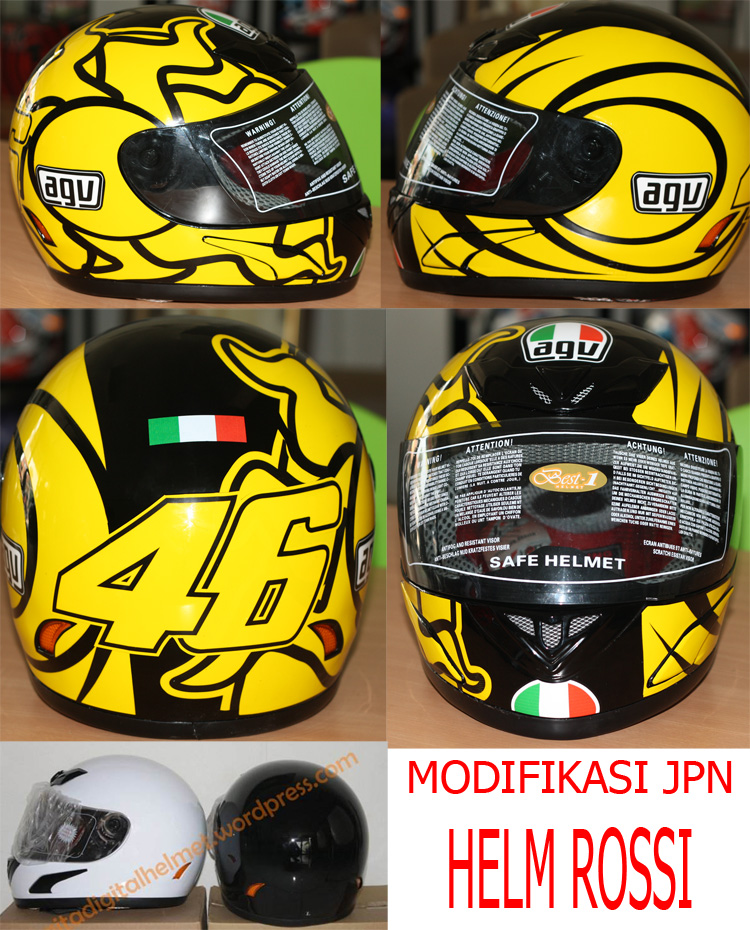 Terjual Modifikasi helm replika secara digital printing 