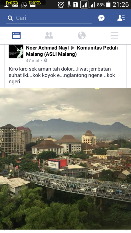 [PIC} Ramai di Medsos: Jembatan di Tengah Kota Malang Melengkung, Siap Ambruk!