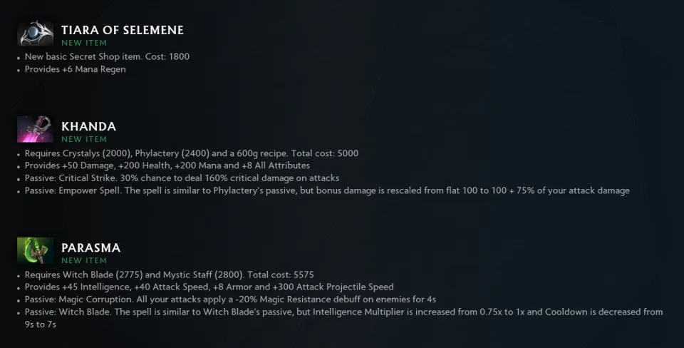 Patch 7.35, Update Item, Hero + QOL dari valve