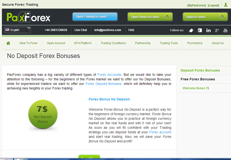 Pax Forex Welcome Bonuse $7 gan &#91;wajib DICOBA&#93;