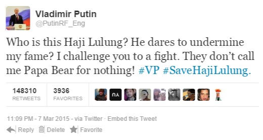 &#91;SATIRE&#93; Buntut Trending Topic, Vladimir Putin Tantang Lulung Tarung Gaya Bebas