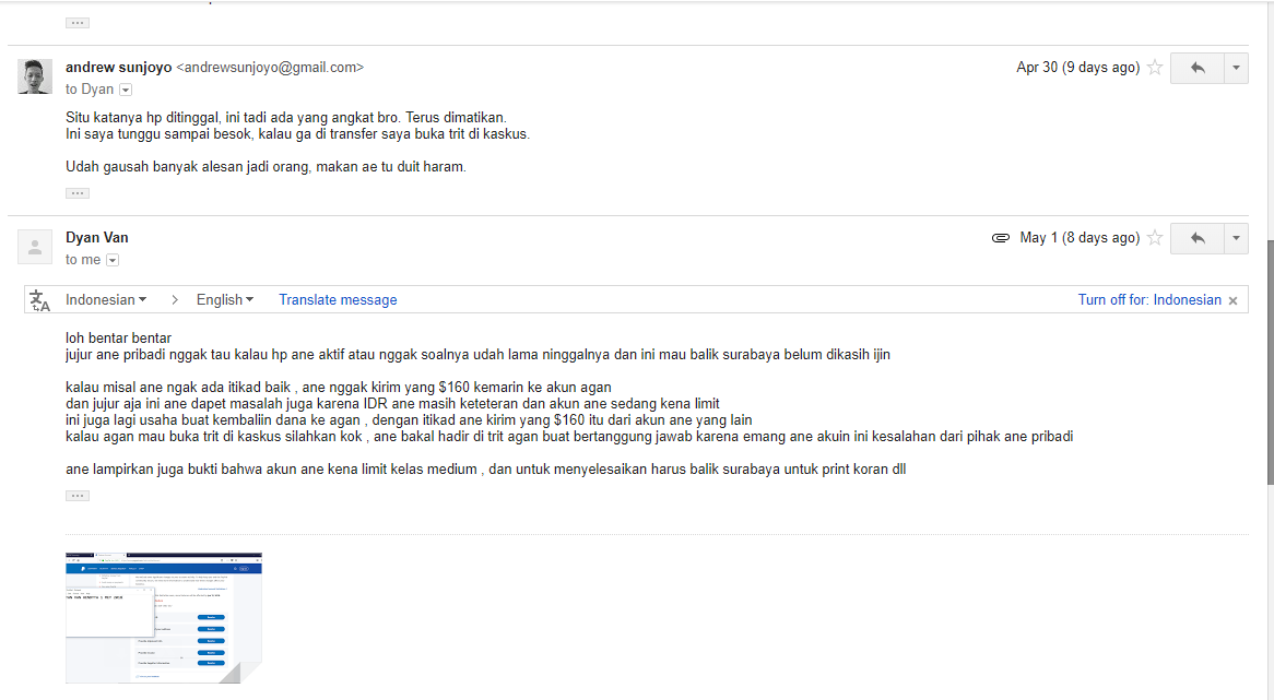 Surat Terbuka Dyan Van Hendyta - Paypal $550
