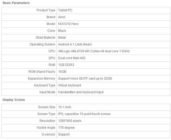 &#91;Official Lounge&#93; Ainol Novo 10 Hero - Android 4.1 Jelly Bean DualCore Processor 