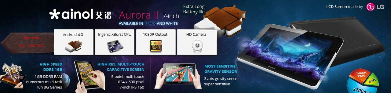 Jual Ainol NOVO 7 Aurora II 16GB LG IPS HD Screen Android 4.03 Dual Core