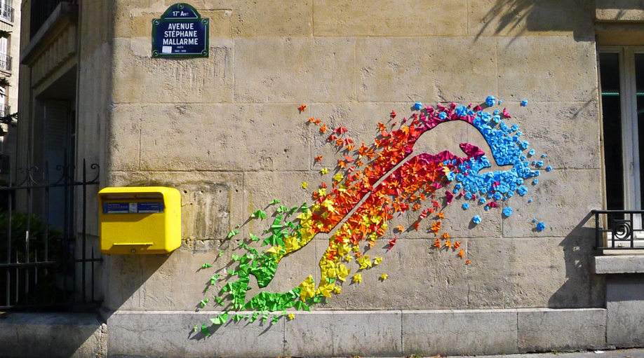 Origami Street Art oleh Mademoiselle Maurice