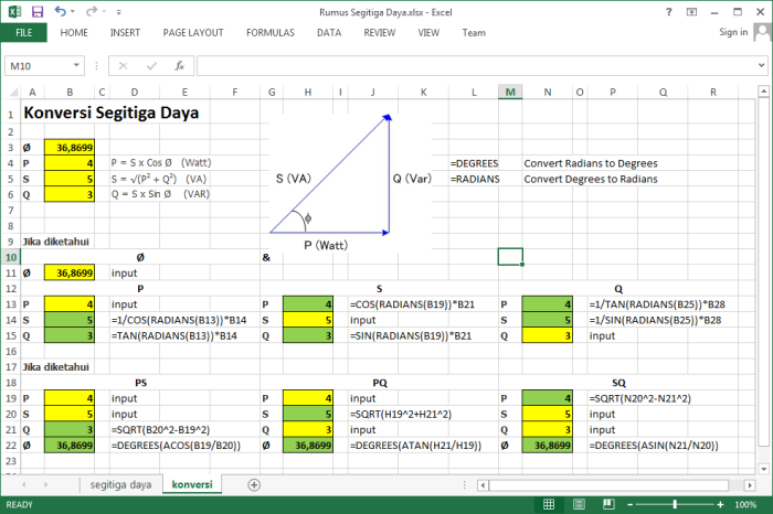 Rumus Segitiga Daya (Excel Komplit)