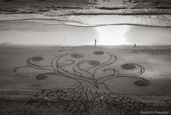 Melukis di hamparan pasir pantai..Amazing