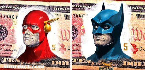 &#91;KOCAK&#93; gambar pahlawan di uang dolar AS dicoreti jadi superhero dan monster