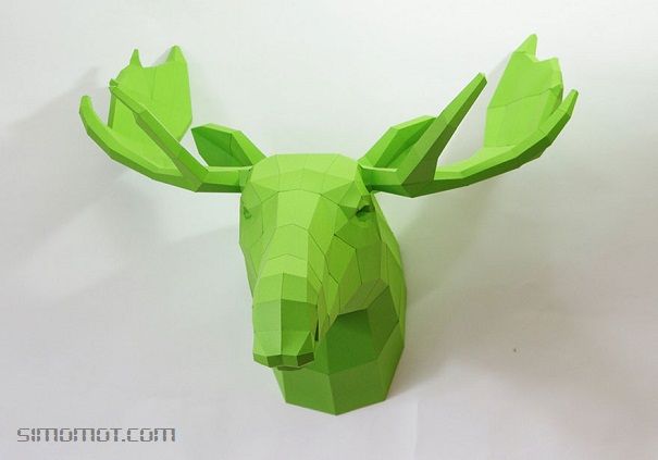 Uniknya, patung kertas geometrik hewan-hewan ini seperti model komputer 3 dimensi