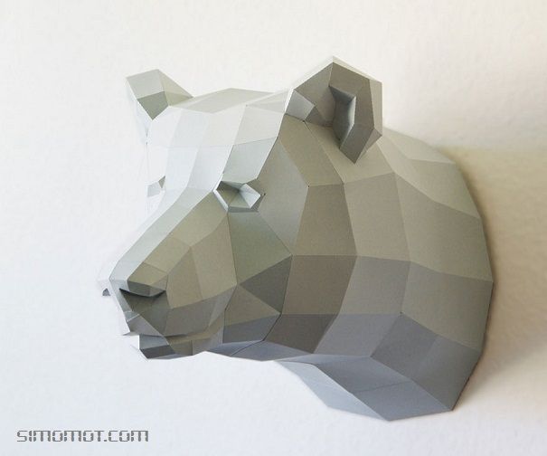 Uniknya, patung kertas geometrik hewan-hewan ini seperti model komputer 3 dimensi