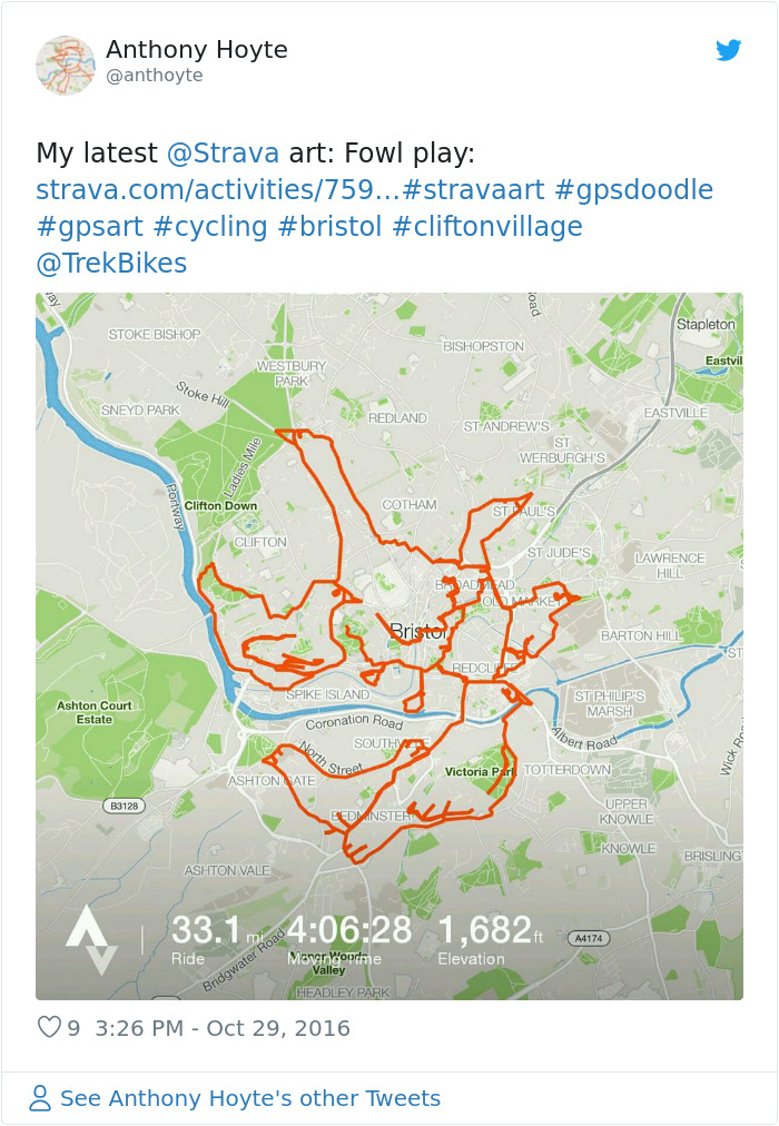 Gokil, Orang Ini Bersepeda Ratusan Kilometer Hanya Untuk Bikin Gambar Di App Tracker