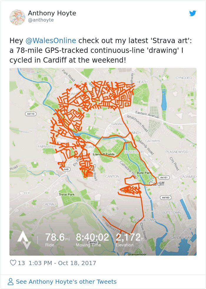 Gokil, Orang Ini Bersepeda Ratusan Kilometer Hanya Untuk Bikin Gambar Di App Tracker