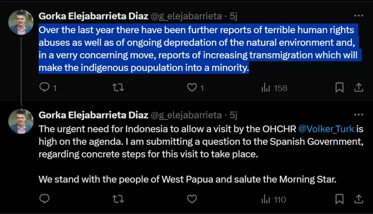 Senator Spanyol Gorka Dukung Rakyat Papua dan Beri Hormat kepada Bintang Kejora