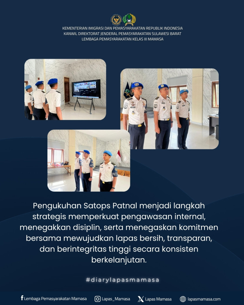 Pengukuhan Satops Patnal, Komitmen Tegas Wujudkan Lapas Bersih dan Berintegritas