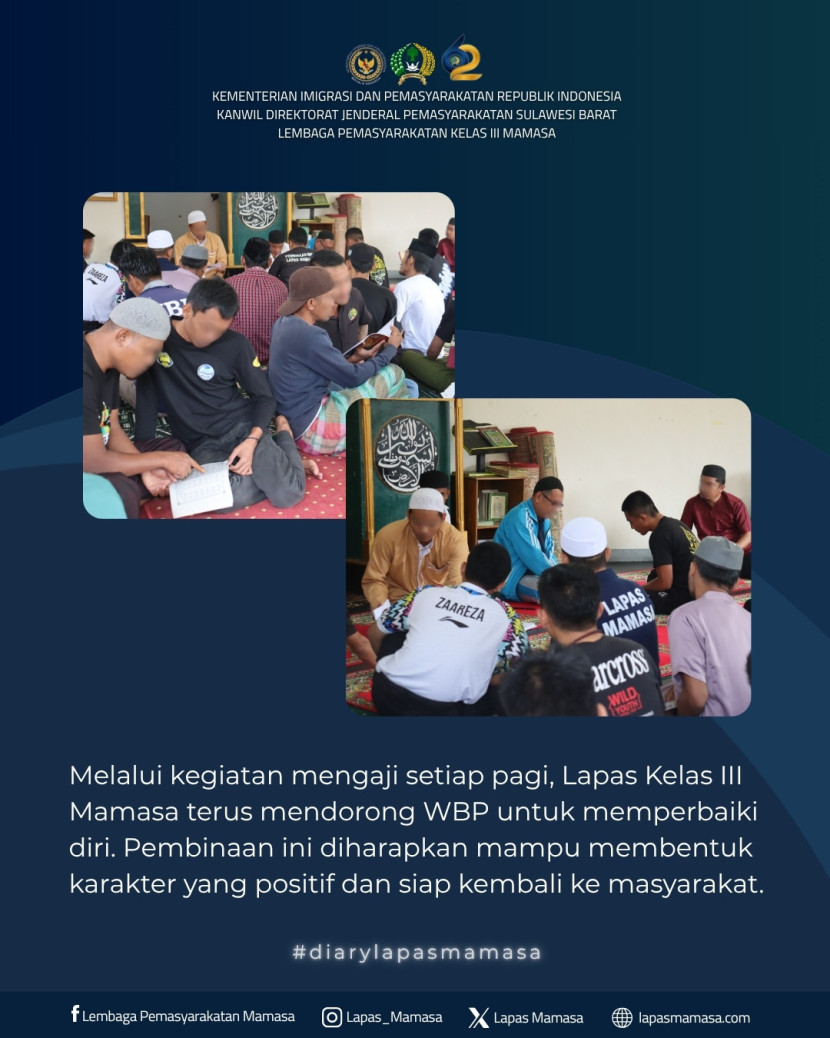 Rutinitas Pagi WBP Lapas Mamasa, Mengaji Jadi Pembuka Hari Penuh Makna
