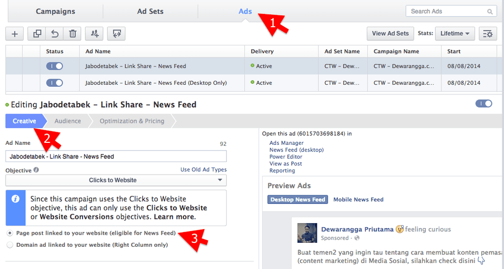 Iklan Facebook dengan Power Editor