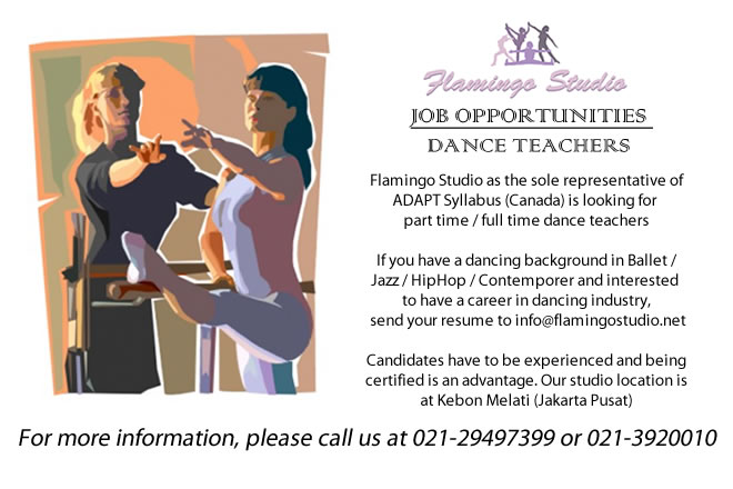 DIBUTUHKAN DANCE TEACHER (PART TIME ATAU FULL TIME)
