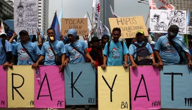 Demo Buruh di Bundaran Hotel Indonesia Jakarta